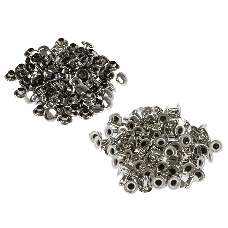 100 Sets 6mm Round Iron Rivets Rapid Studs for Riveting, Decorating, Tightening etc.-Silver
