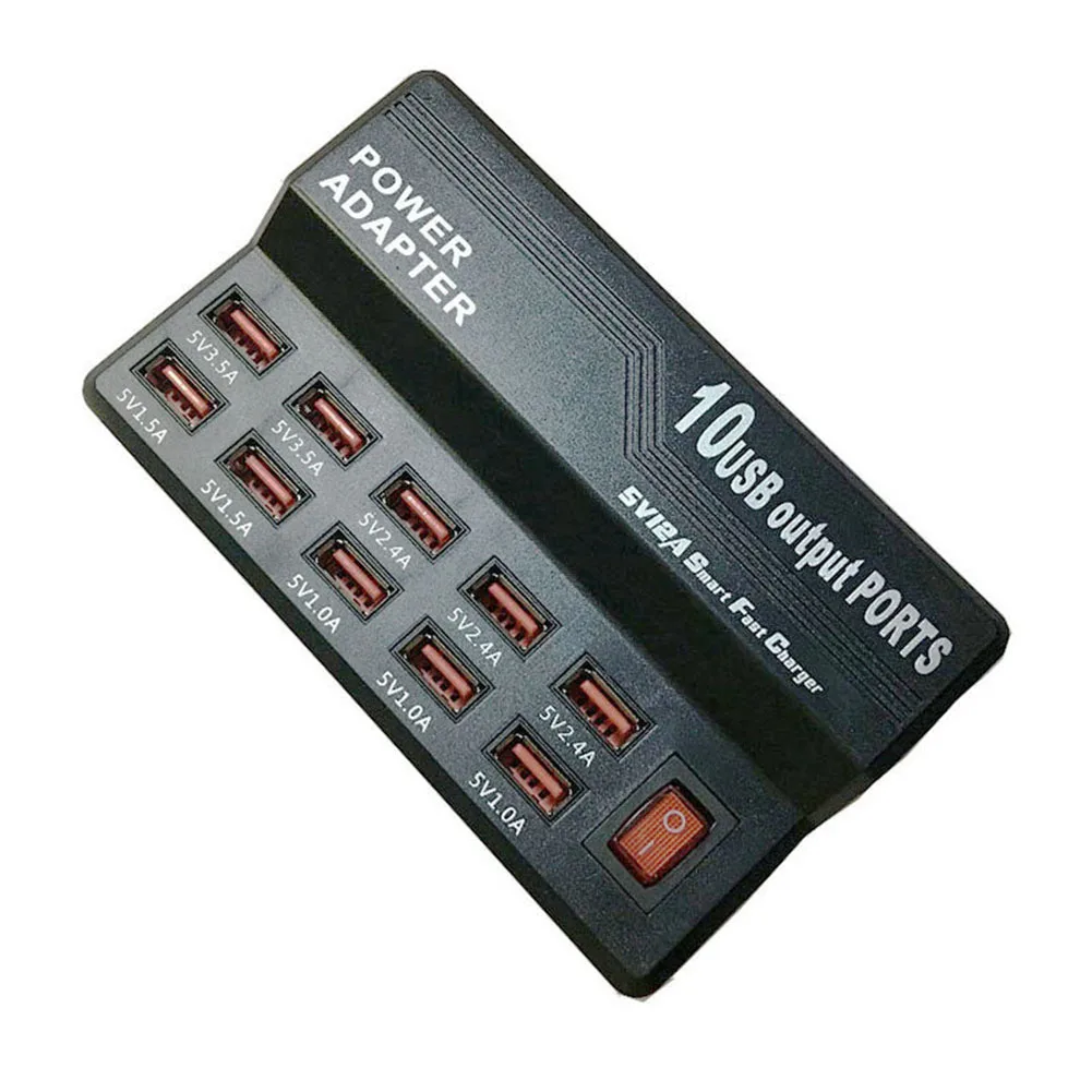 Многопортовое Зарядное устройство USB зарядное устройство 50 Вт полоса зарядки 10 портов USB интеллектуальная Адаптивная настольная зарядная станция с подставкой 5 В