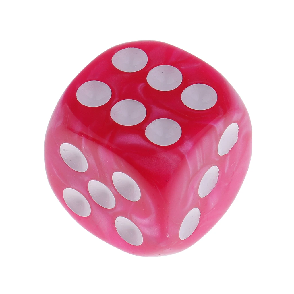 20pcs/Pack Pearlized Opaque 6 Sided Dice Role Play Game Accessory Pink+Blue