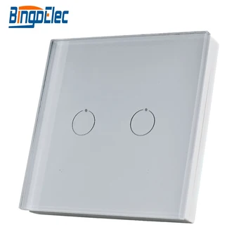 

Bingoelec 2 Gang Wireless Remote Transmitter Switch Glass Panel Touch Control With Battery Remote Controller Wall Switch