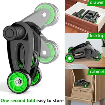 

Muscle Belly Roller Abdominal Wheel Fitness Exercise Motion Four Rounds Black Green Device Home Gym Sit-Ups Assistant Sucker