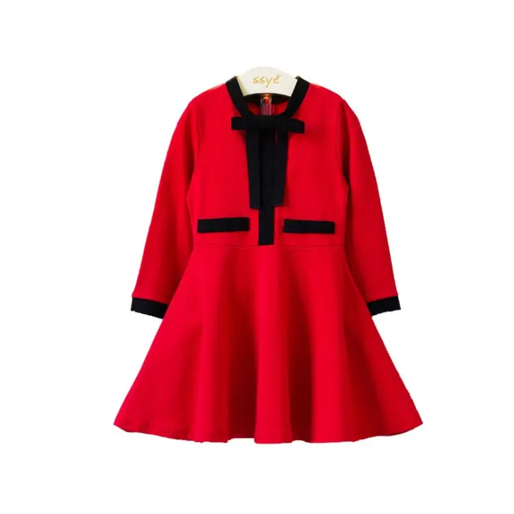 

Autumn 2018 Warm Girl Dresses Princess Knitted Winter Party Kids Red Sweater Dress Girl Clothes Children Clothing