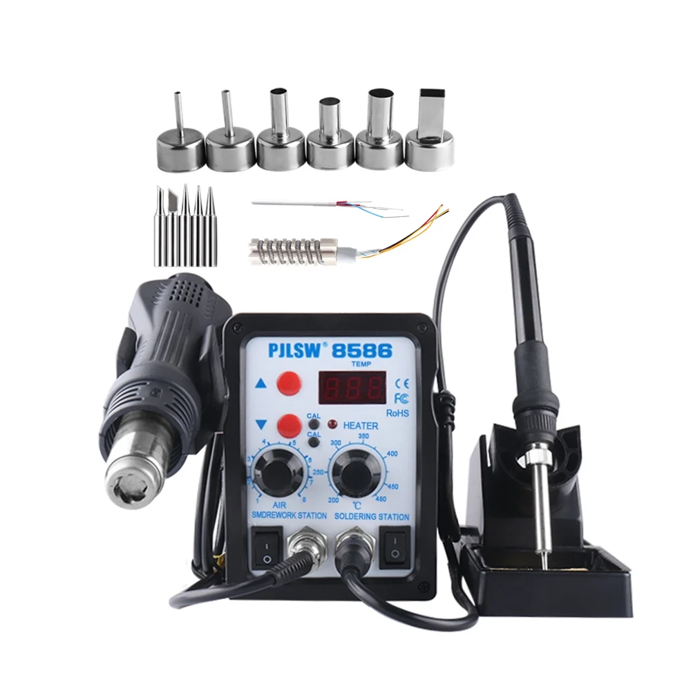 B PJLSW 8586 750 Вт Цифровой дисплей ESD Электрические паяльники+ DIY фена лучше BGA SMD паяльная станция - Цвет: B