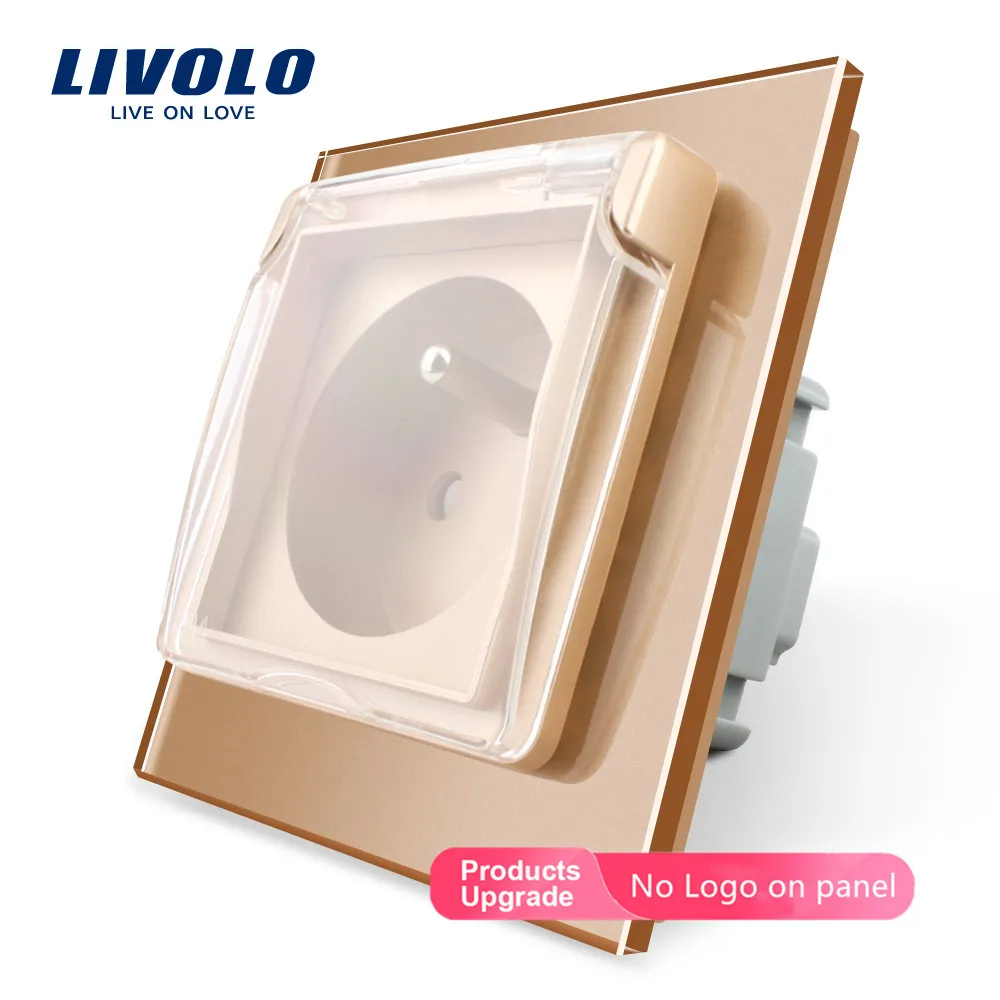 Livolo новая настенная розетка, французская стандартная розетка, C7C1FRWF, 4 цвета стеклянная панель, 100~ 250 В 16A, с водонепроницаемой крышкой, без логотипа
