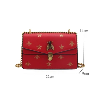 

Chain Crossbody Bags for Women 2020 Luxury Fashion Highquality PU Leather Small Bee Flap Ladies Messenger Shoulder Bag Black Red