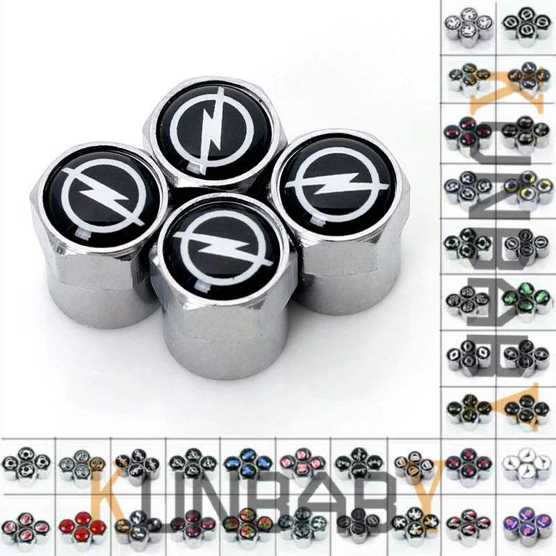 4 Uds de Metal de plata hexágono coche válvula con tapa para rueda neumático válvula gorras cubierta con emblema de accesorios para Opel Renault Abarth, Etc.