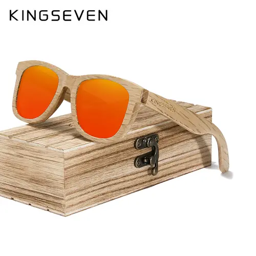 KINGSEVEN Fashion Men Handmade Natural Wooden Sunglasses Polarized Sunglasses Anti-UV400 Wood Oculos de sol feminino Eyewear - Image 10