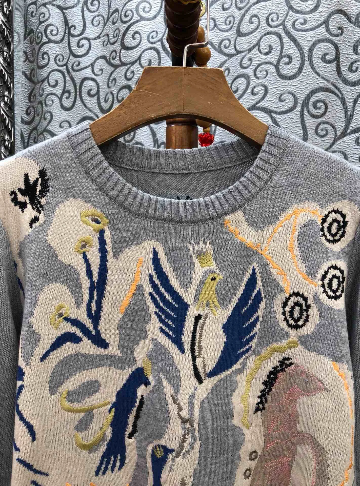New Spring&Winter Sweater Women Jumper Streetwear Casual O-Neck Full Regular Pullovers Regular Embroidery Animal
