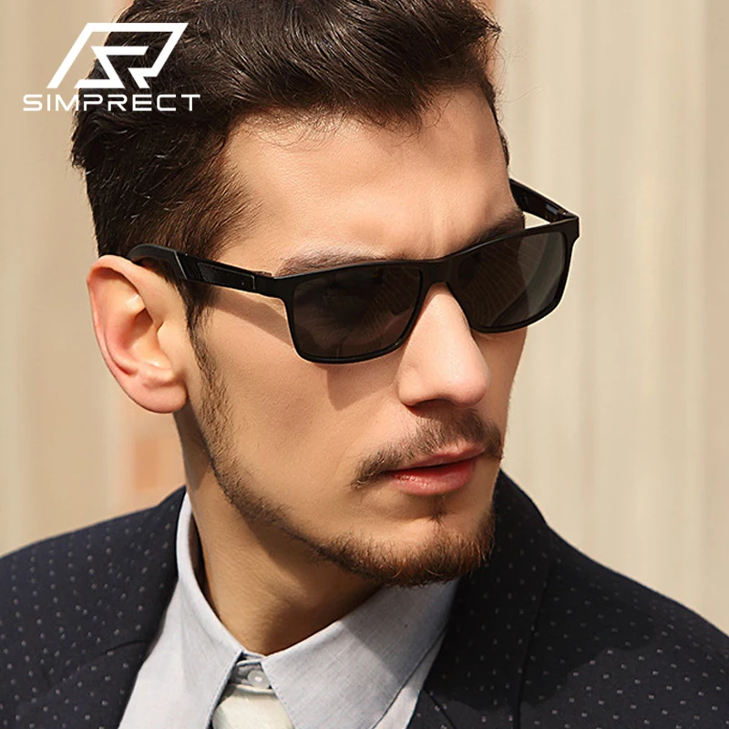 

SIMPRECT TR90 Square Polarized Sunglasses For Men 2023 Luxury Brand Designer Vintage Anti-Glare Driving Rectangle Sun Glasses