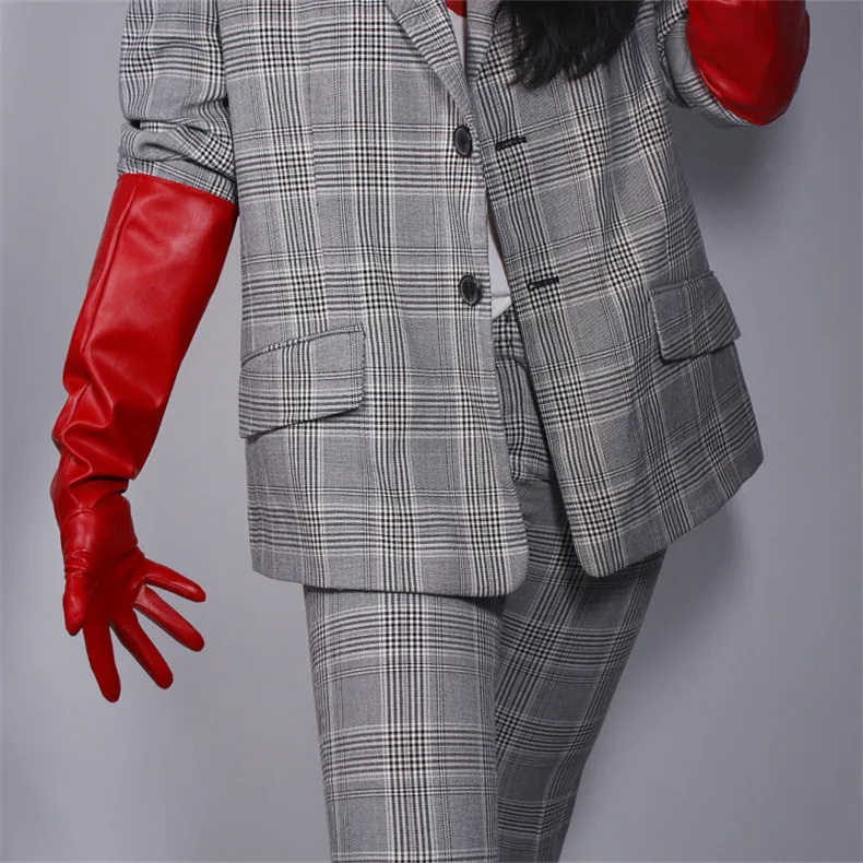 Ultra Short Leather Gloves 13cm Emulation Leather Imitation Sheepskin PU Unlined Female Christmas Red Women Gloves WPU126