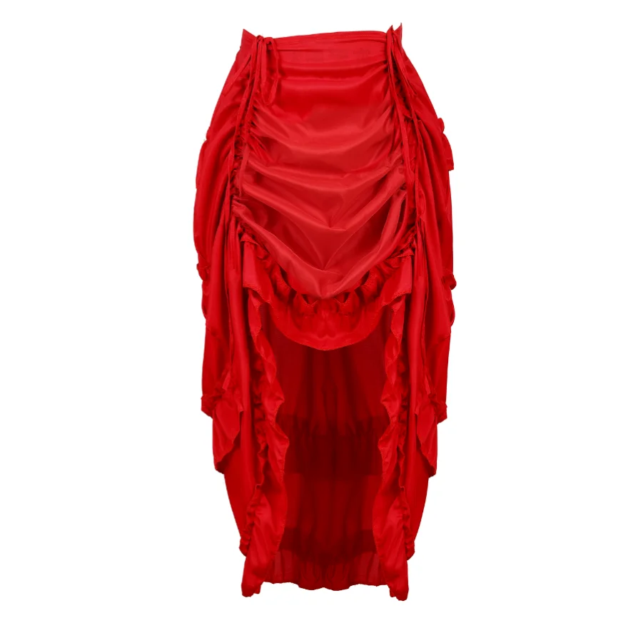 Women Steampunk Gothic Irregular Ruffles Pirate Skirt Asymmetrical Pleated High Low Dancing Skirts Plus Size Halloween Costumes 2