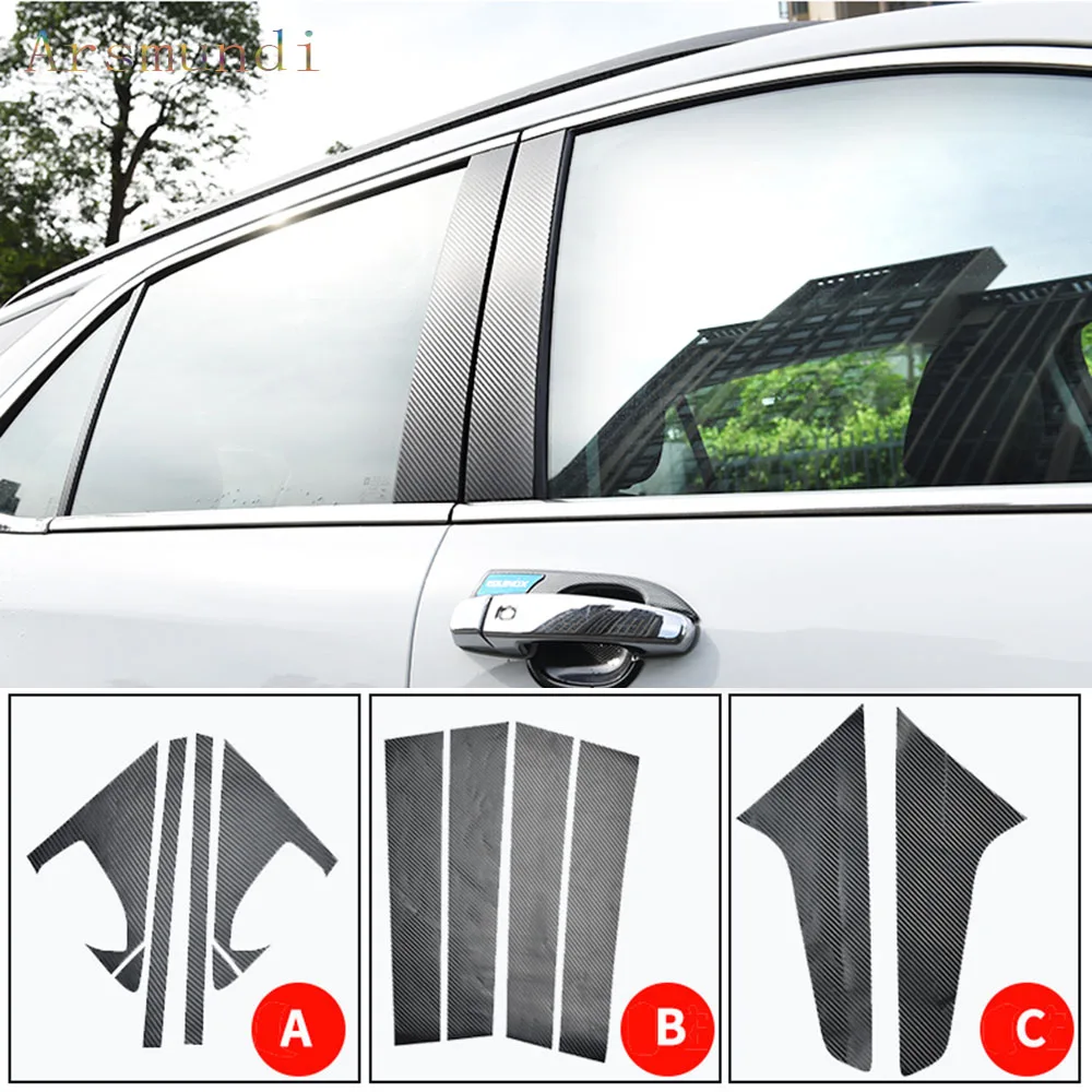 

For Chevrolet Equinox 2017 2018 3D Carbon Fiber Black Window Middle A B C Pillars Sticker 12pcs car styling