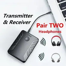HobbyLane Bluetooth 5 0 Audio Transmitter Receiver Pair with Two Headphones 3 5mm AUX RCA Wireless Adapter for TV PC Car Speaker