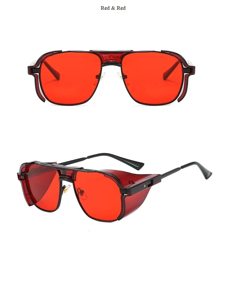 Панк кожа боковые щиты Солнцезащитные очки градиент Uv400 защита круглые металлические оптические очки Рамка для мужчин и женщин FML