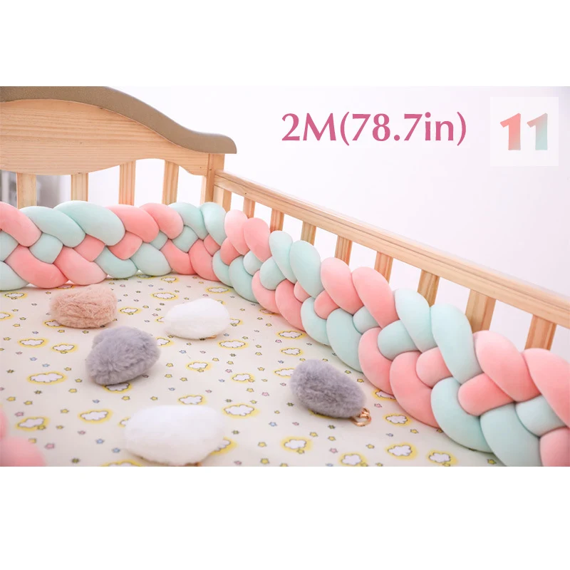 Baby Shining 4 Strands Newborn Crib Bumper 2M/3M Infant Bed Protector Room Decor 17CM(6.7in) Height Pure Weaving Plush Knot - Цвет: 11 2m