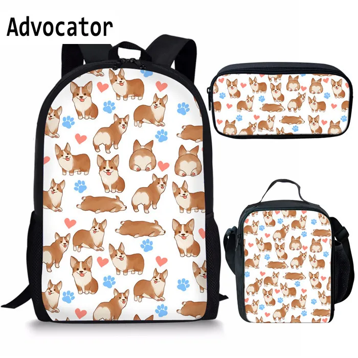 Рюкзак 3 шт./компл. с рисунком собаки корги рюкзаки для студентов девочек и