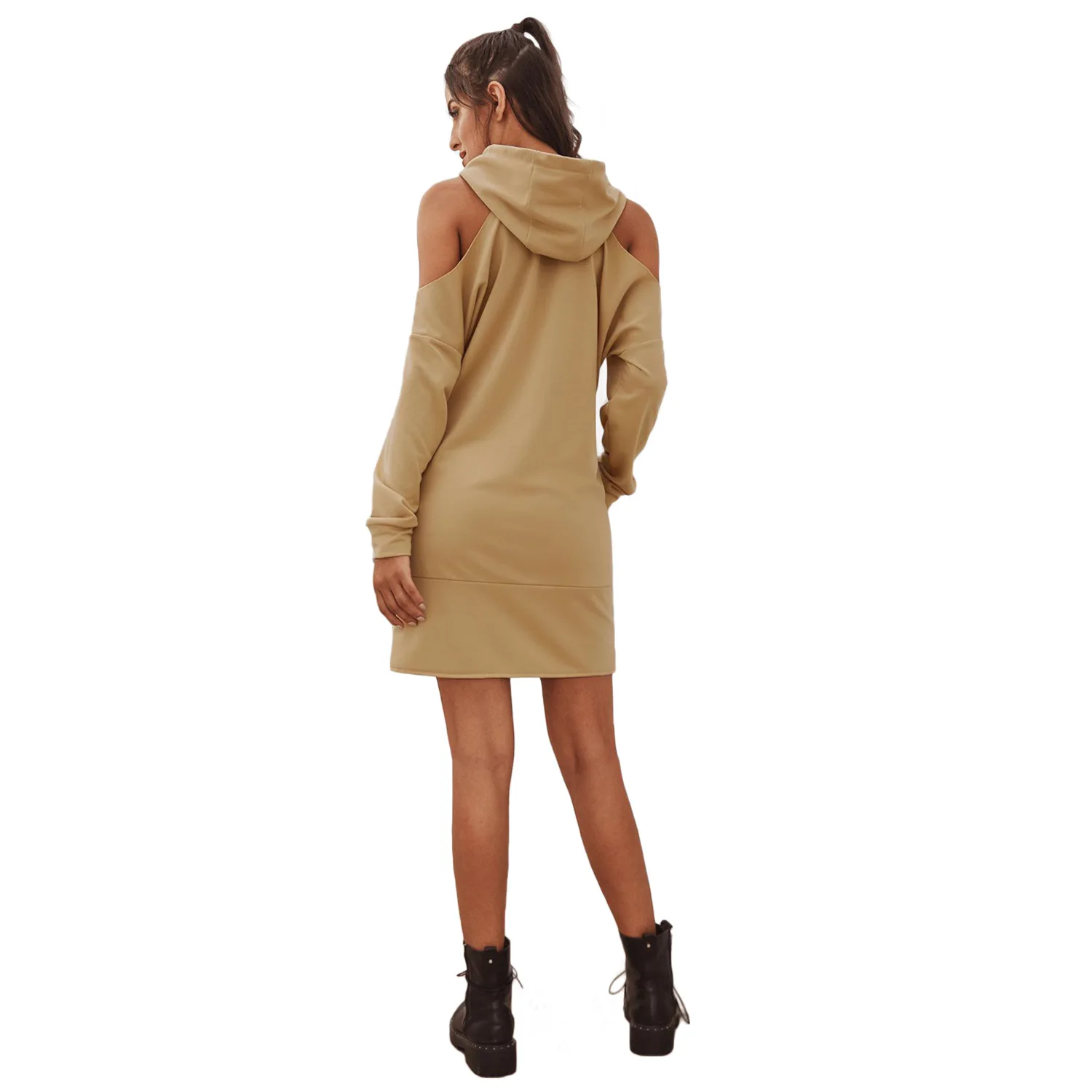 Steetwear толстовка с капюшоном и открытыми плечами, платье для женщин, Осень-зима, на молнии, с длинным рукавом, женские толстовки, повседневные, sudaderas mujer