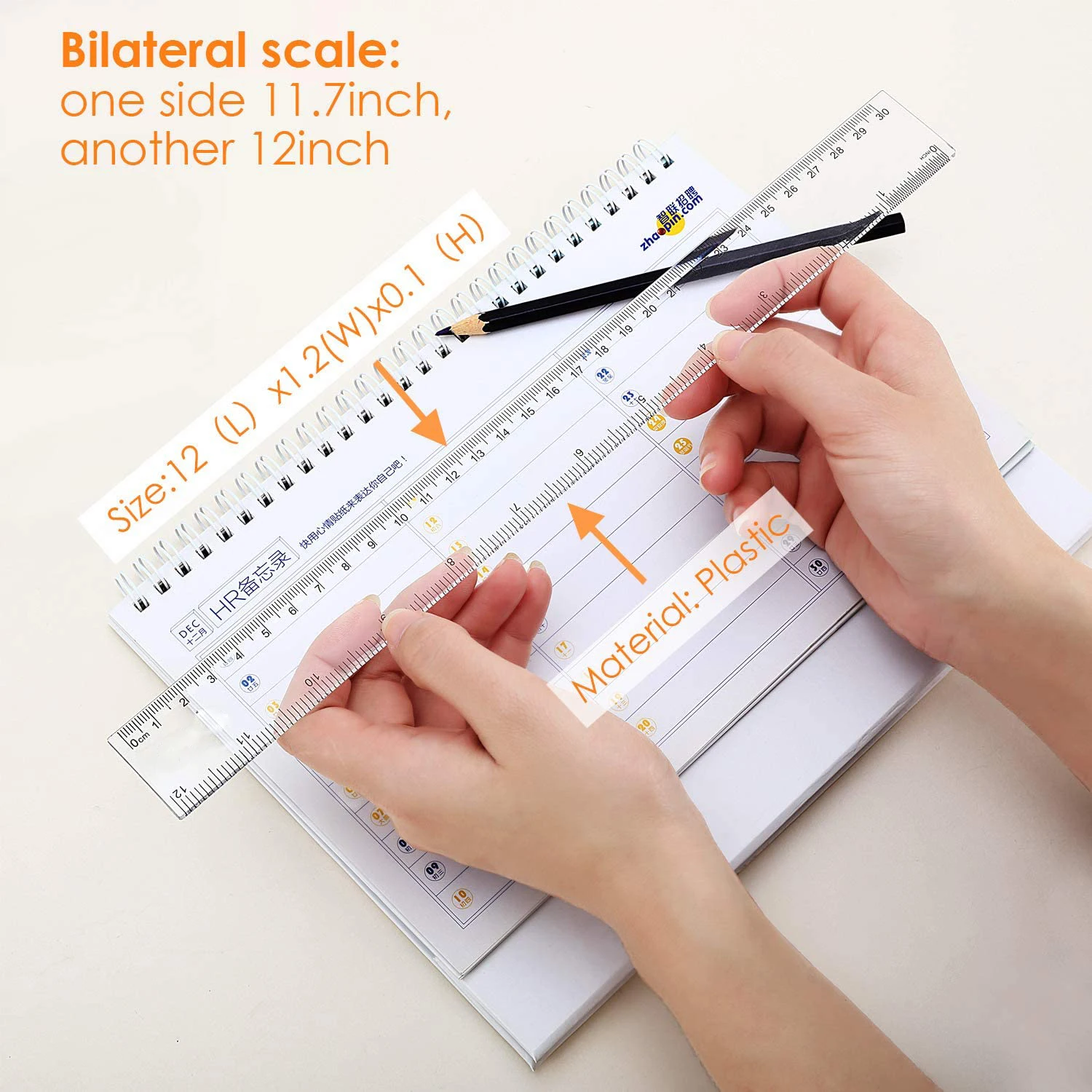 Plastic Ruler 1PCS 15/20/30cm Standard/Metric Measuring Tool Student School Office Bilateral Printing School Supplie