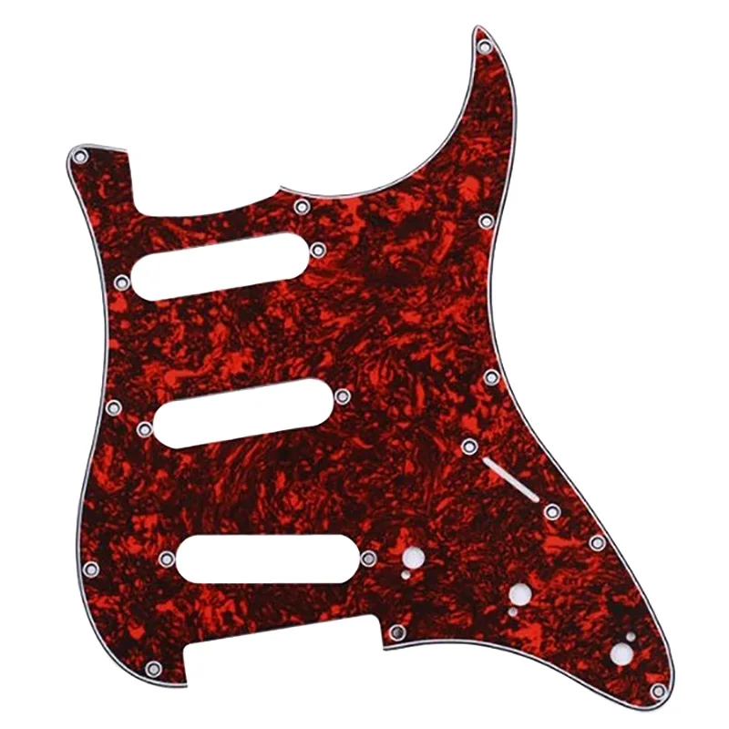 

3-Ply 11 Hole Pickguard Scratch Plate for SSS Strat Electric Guitar (Red)