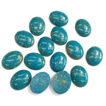 

10PCS Natural Stones Blue Turquoise Jade Stone Cabochon No Hole Beads for Making Jewelry DIY Ring Accessories 15x20mm 20X25mm