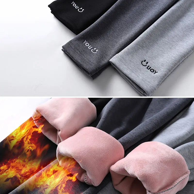 Winter Autumn Pregnancy Pregnant Women Leggings Letter Smile Pants Warm Velvet Nursing Abdomen Clothes For Maternity Skinny