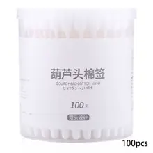 100 шт. груша Cucurbit в форме двойной наконечник ватный тампон многоцелевой Антибактериальный детский ушной чистящий бумажный ручка клюшки инструмент для макияжа