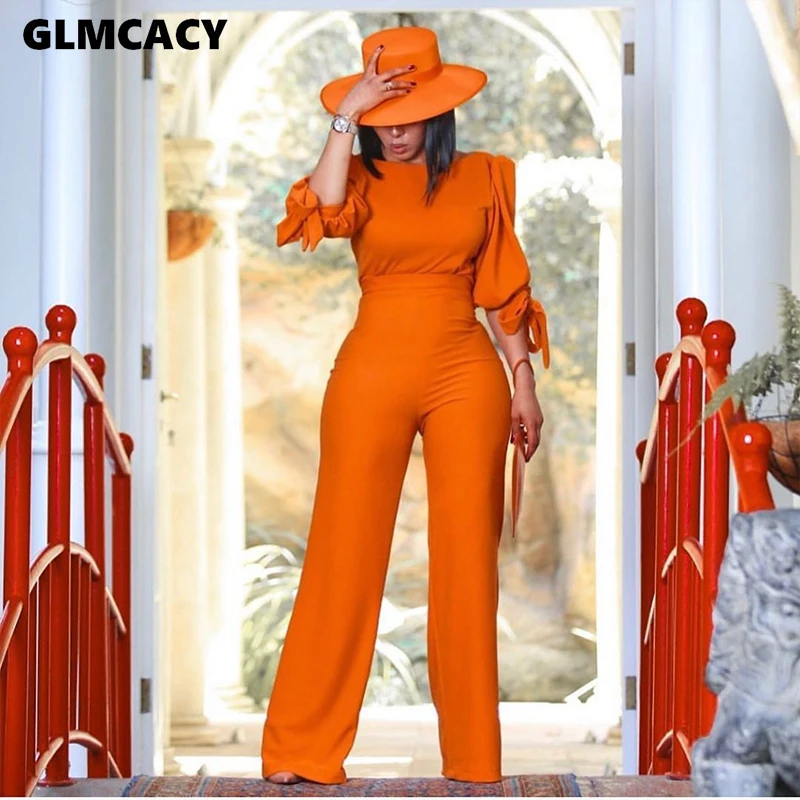 

Women Two Piece Matching Sets Long Sleeve Blouse & High Waist Wide Leg Bodycon Pants Suit Chic Suit