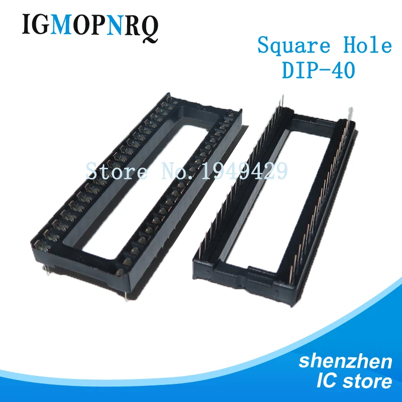 5pcs DIP-40 Wide body Square Hole 40 Pins 2.54MM DIP40 IC Sockets Adaptor Solder Type Connector | Электронные компоненты и