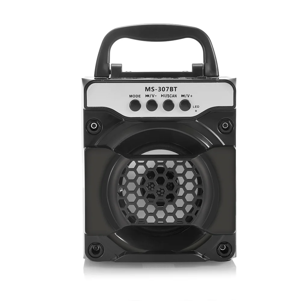 MS-307BT Портативный Беспроводной Bluetooth Динамик с светодиодный свет 3,5 мм штекер 3 дюймов Задающий блок громкий Динамик Поддержка FM AUX TF карты
