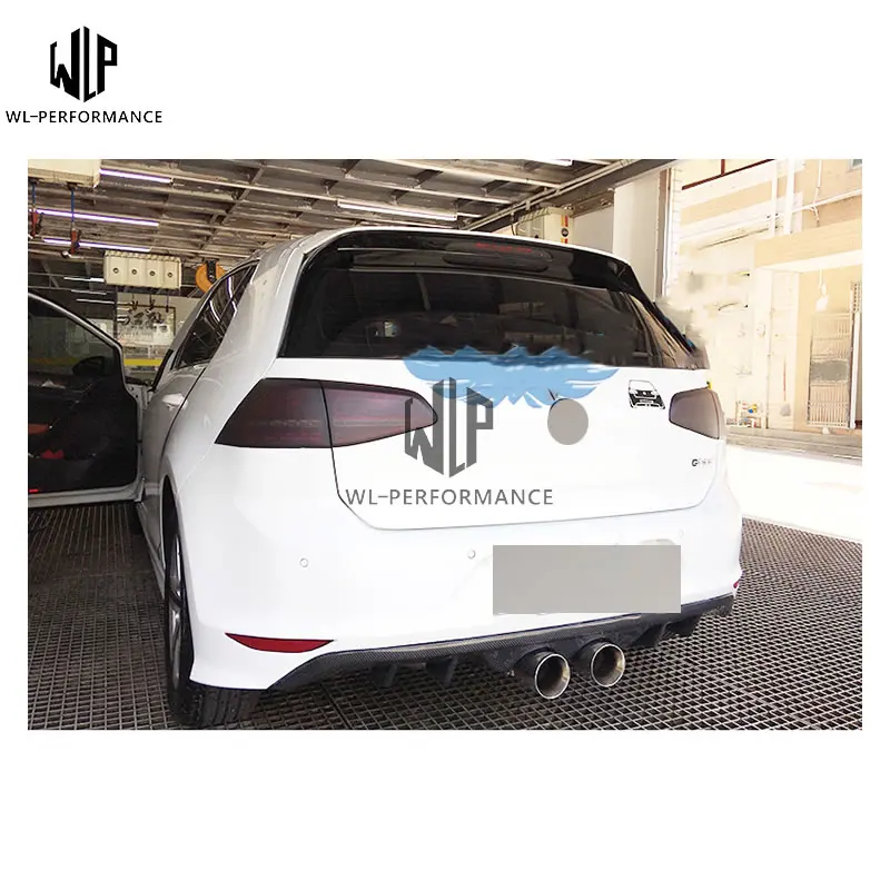 Golf 7 R линия углеродного волокна задний бампер спойлер Средний два выхода выхлопной губы для Volkswagen Golf 7 R переоборудование R20 14-UP