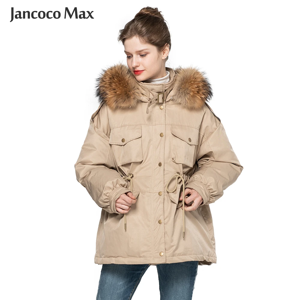 Winter Keep Warm Real Raccoon Fur Collar Down Coats Women Fashion Coat Natural Fur Outerwear S7623