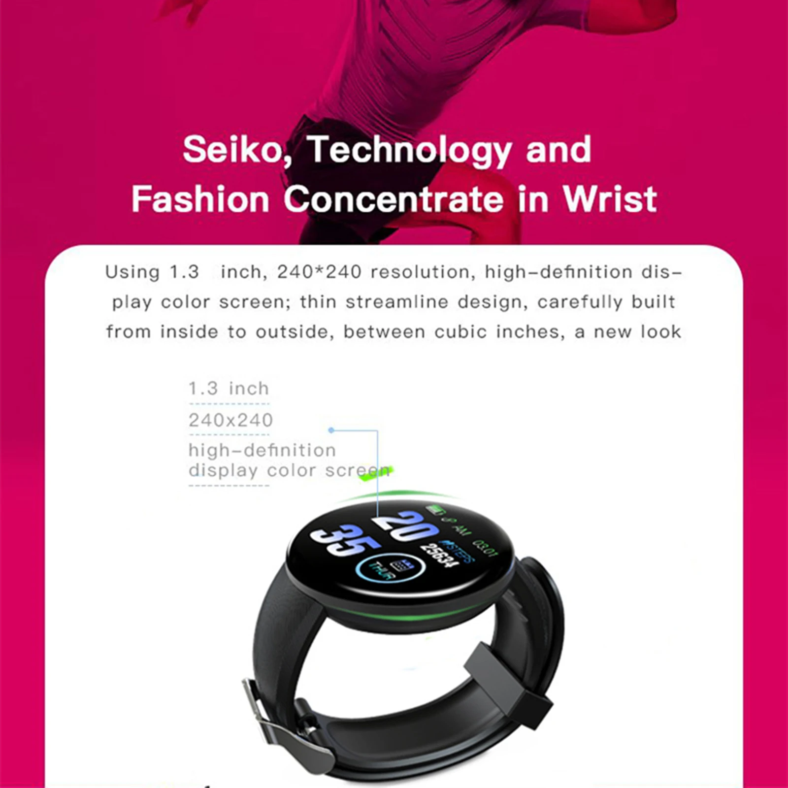 Smart Watch Fitness Tracker Watches Watch Heart Rate Monitor, IP65 Waterproof Digital Watch with Step Calories Sleep Tracker