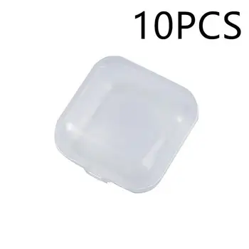 

10PCS Transparent Plastic Box Multifunctional Portable Mini Flip Jewelry Earplugs Medicine Home Storage Box Small Gift Box