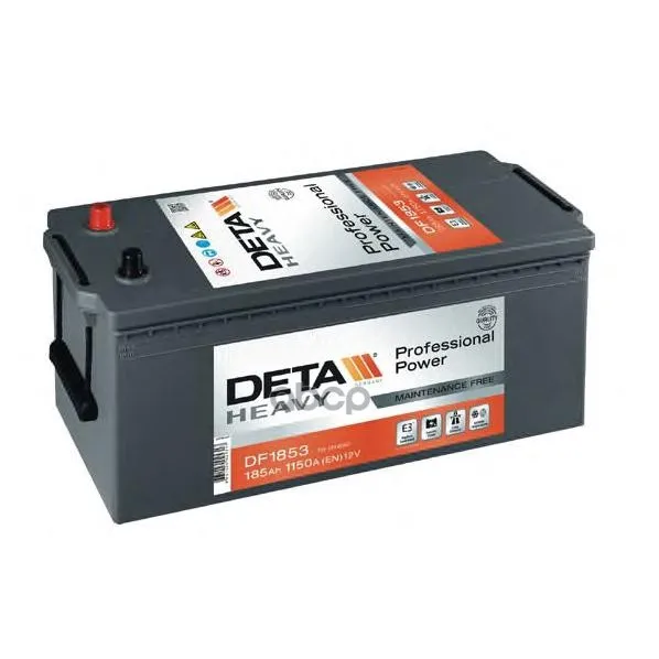 Аккумуляторная Батарея 185ah Deta Professional Power 12 V 185 Ah 1150 A Etn 3 B0 513x223x223mm 44.29kg DETA арт. DF1853