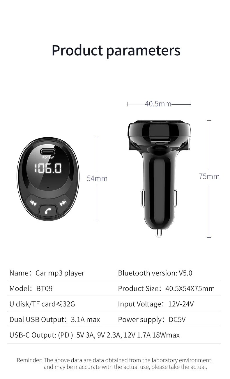 JINSERTA fm-передатчик модулятор Bluetooth 5,0 Handsfree автомобильный комплект аудио MP3 плеер с PD 18 Вт автомобильное зарядное устройство TF USB музыкальный плеер
