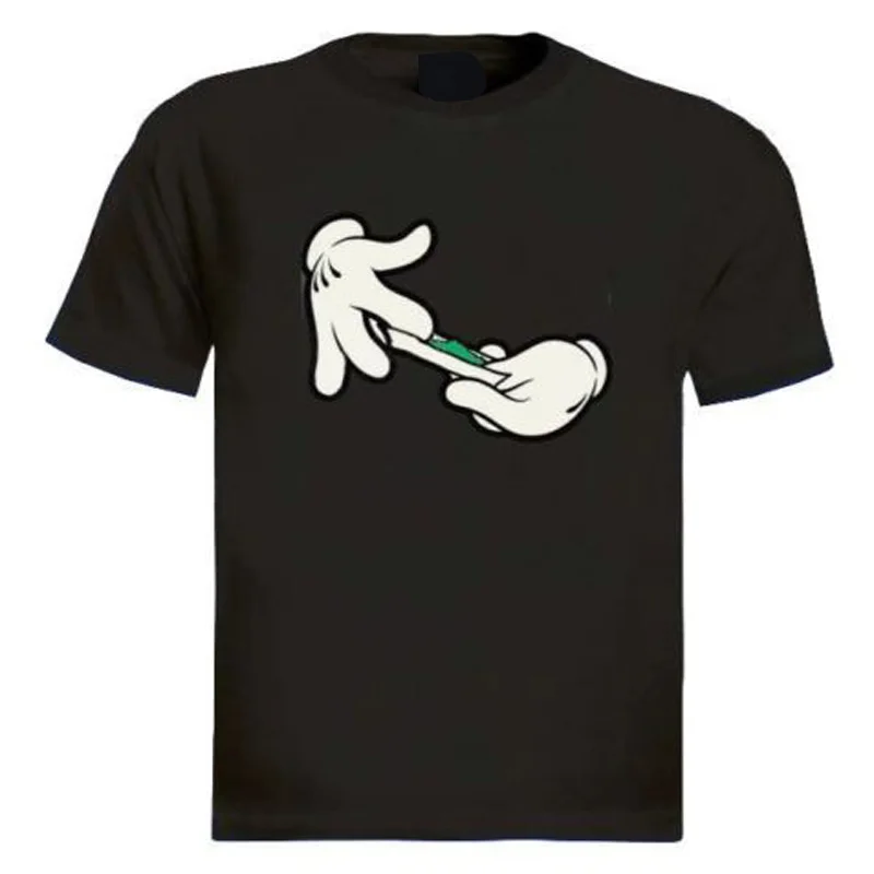 

Cartoon Hands Rolling Paper T-Shirt Weed Pot Harajuku Stoned Smoking