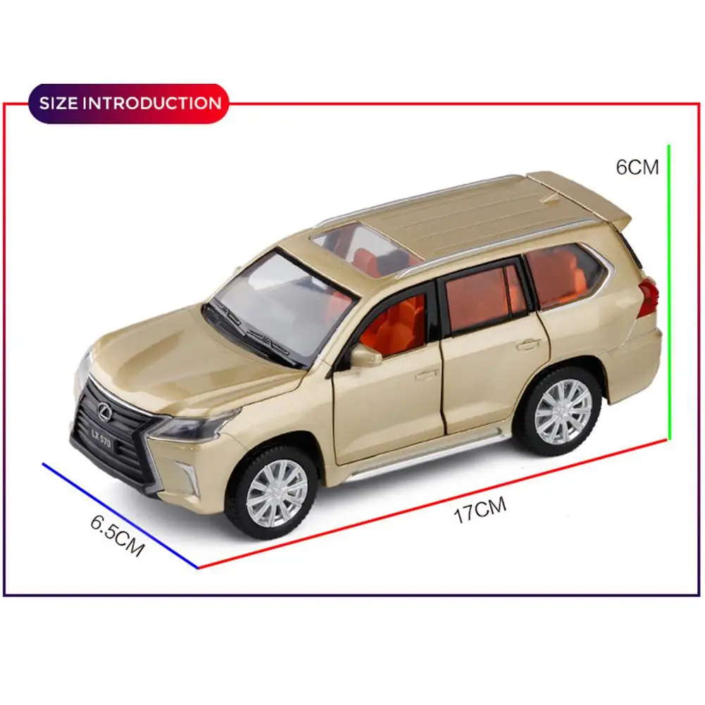 1:32 LX570 литая модель автомобиля, литая под давлением металлическая модель автомобиля, игрушечный светильник со звуком для автомобиля