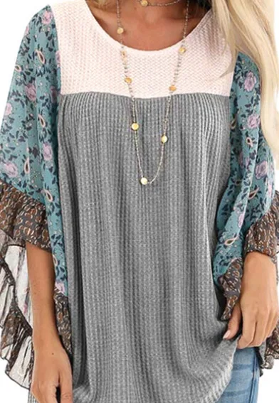 Women Bat Sleeve Patchwork Print Plus Size XXXXXL 5XL Boho Sweaters Pullover Female Truien Dames Maglioni Donna Tops