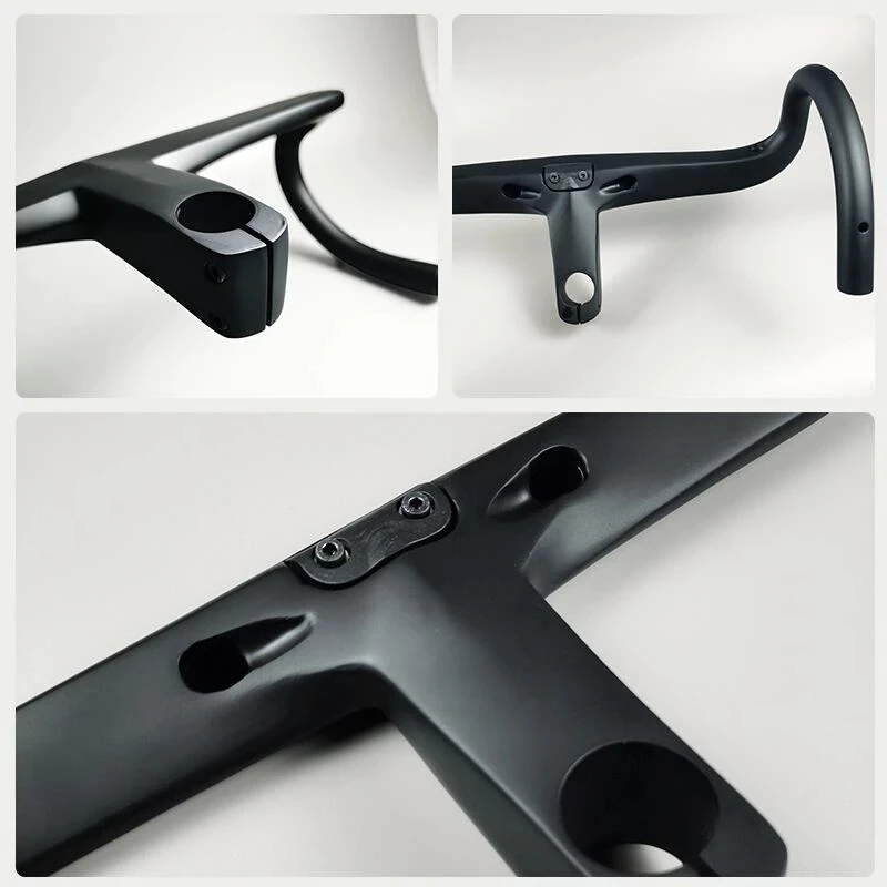 New ALANERA Full Black Carbon Road Bike Intergrated Handlebar For 28.6mm Fork Steer With Headset Spacers And Computer Mount