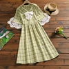 Mori girl cute kawaii bow sweet dress 2022 summer fashion new women elegant plaid dress ► Photo 2/5
