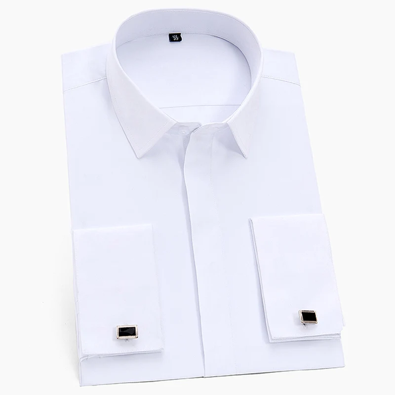 France Cufflinks men business tuxedo Shirts Square collar long sleeve Covered Button Plain solid social formal shirt France Cufflinks men business tuxedo Shirts Square collar long sleeve Covered Button Plain solid social formal shirt