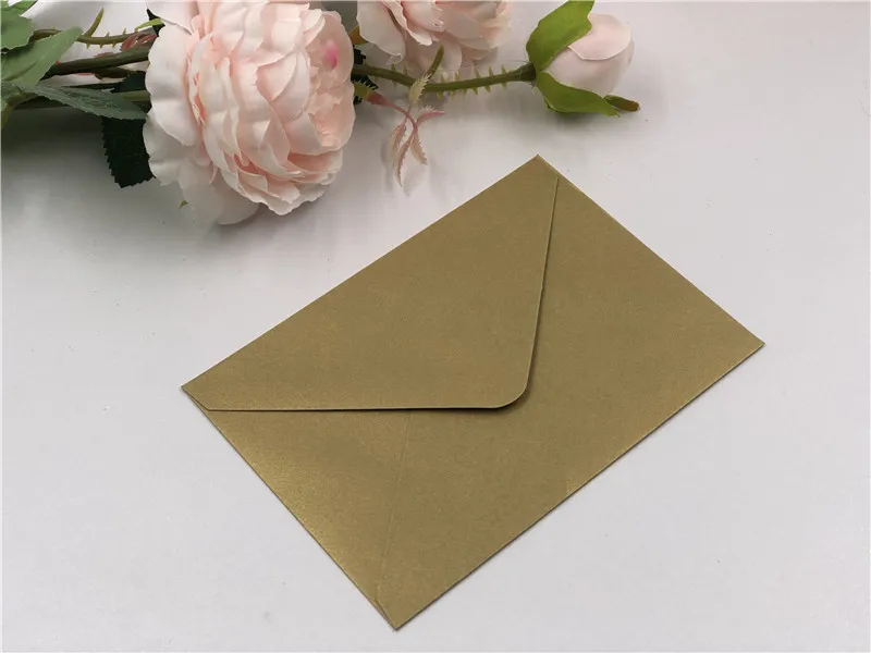 Free Shipping 50x 13x9.5cm(5.11" x 3.7") 120g Pearl Paper Envelope pearlescent vellum for Invitation Greeting Card Post card - Цвет: pearl dark gold