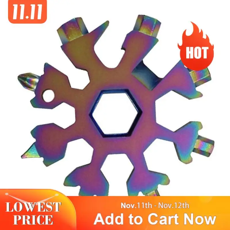 

6.4*6.4cm Snowflake multi camp key ring outdoor spanner survive hex wrench pocket tool multifunction hike keyring multipurpose