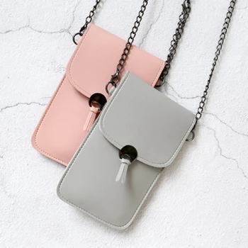 

Cat Ear Transparent Touch Screen Retro Simple Mobile Phone Bag 2020 Women Chain Messenger Bags Small Flap Bag Mini Shoulder Bag