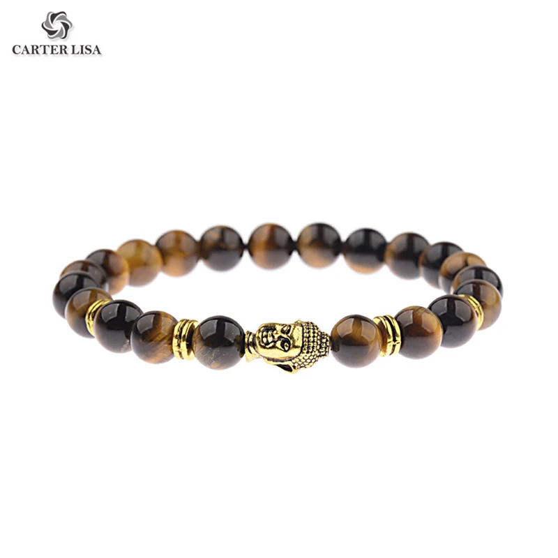 CARTER LISA Charm мужской натуральный камень тигровый глаз бисерные браслеты молитва