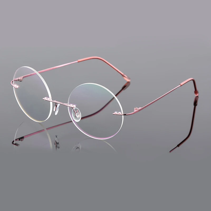Винтажная безободковая оправа женские ультралегкие очки мужские бескаркасные круглые очки Оптическая Оправа очков для близорукости мужские 805