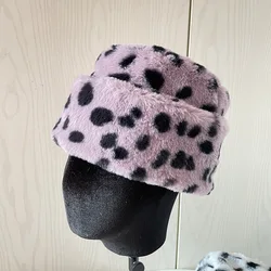 Chapéu feminino inverno pink dots outono quente ao ar livre acessório