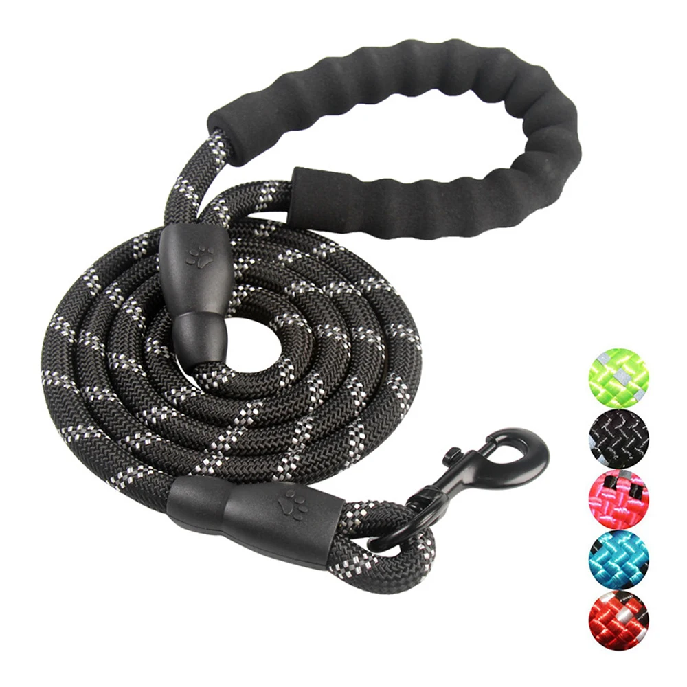 

Dog Leashes Comfortable Padded Foam Handle Night Reflective Threads Strong Elasticity Safety Lead Rope for Medium Large Dogs