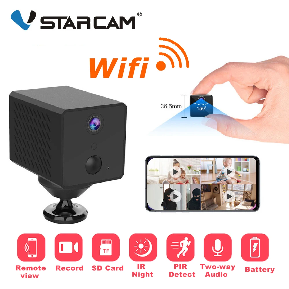 mini camera Vstarcam 1080P Mini Wifi Camera 1500mAh Rechargeable Battery IP Camera AI PIR Human Body Detection Alarm IR Night