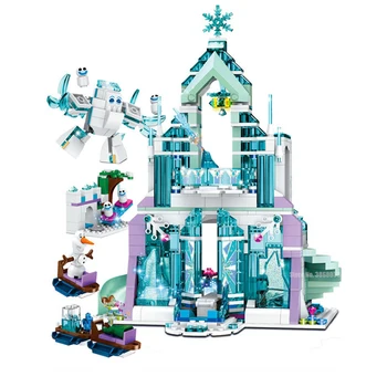

NEW IN STOCK 848pcs Snow Queen Series The Elsa`s Magical Ice Castle Princess lepining friends Building Blocks Bricks girl Toys